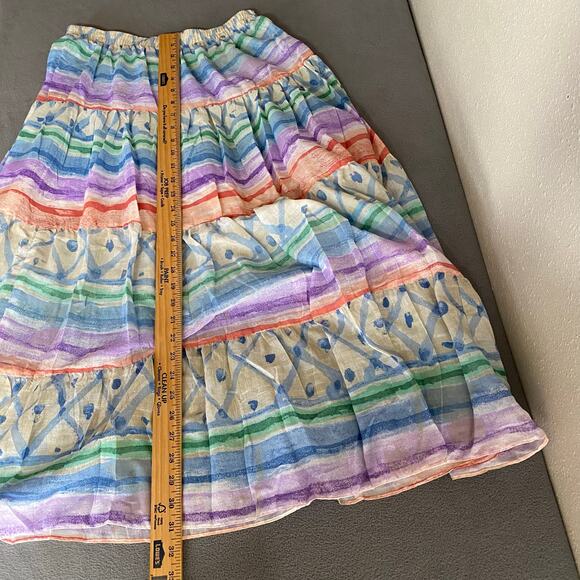 Vintage 80s 90s NOS Two Potato Tiered Midi Skirt M Pastel Boho Coastal Sheer - Picture 7 of 9